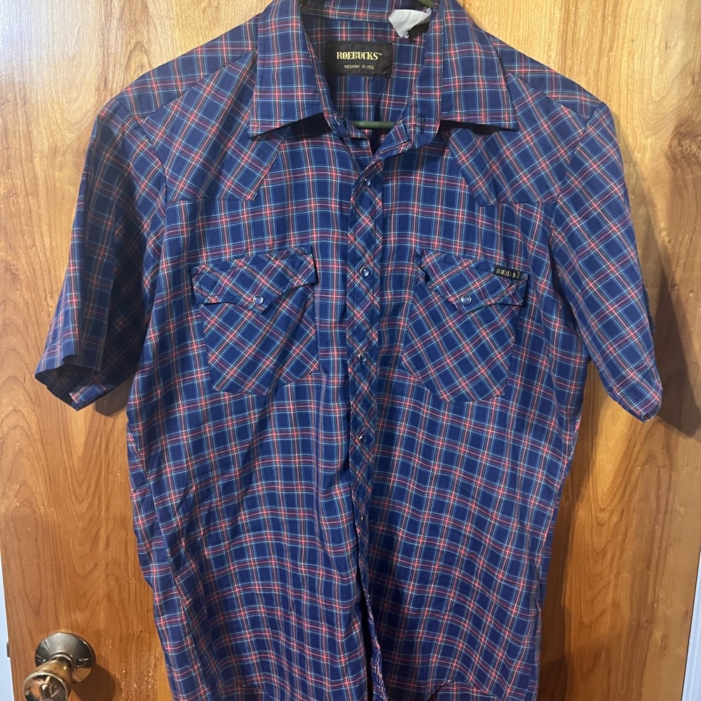 Blue Plaid Vintage Men's Western Shirt